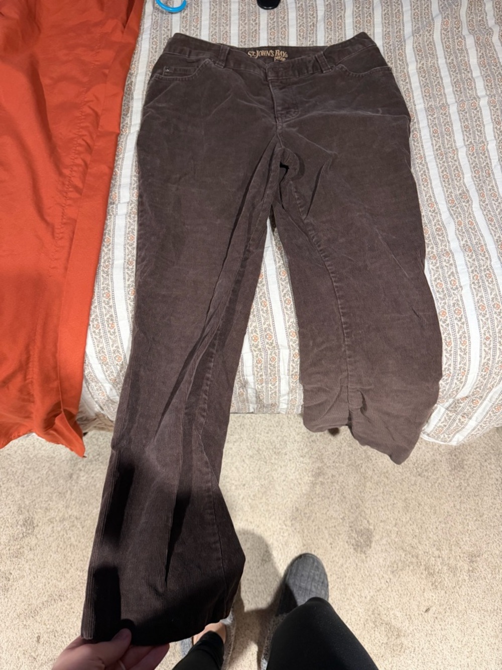 St. John's Bay Brown Petite Corduroy Waistband Pants